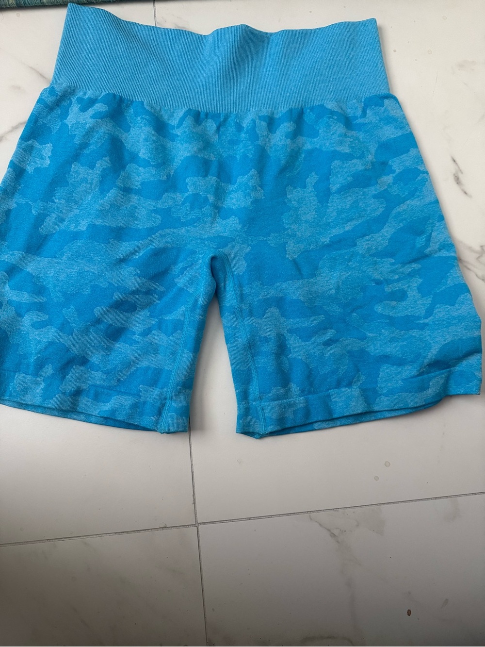 NVGTN Turquoise Camo High-Waist Biker Shorts